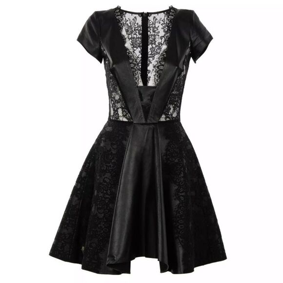 Philipp Plein Couture 100% leather/lace mini dress, S - Picture 1 of 14